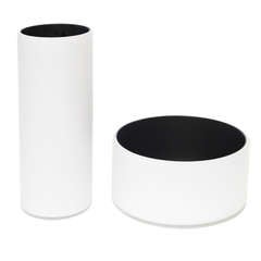 Pair of Italian Vetri Murano Glass Optical White and Black Glass Bowl and Vase