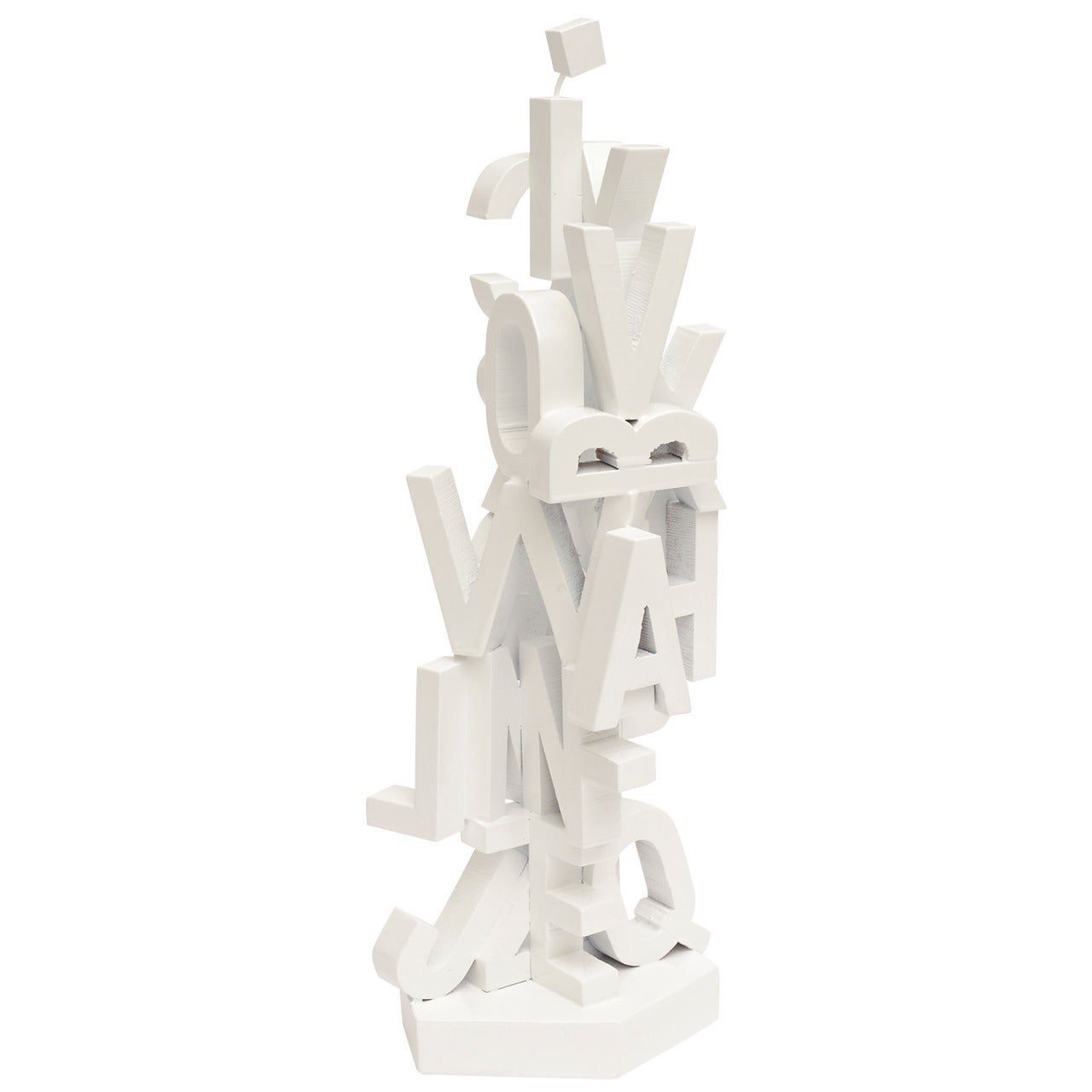 White Lacquered Mid-Century Wood Alphabet Tree Sculpture