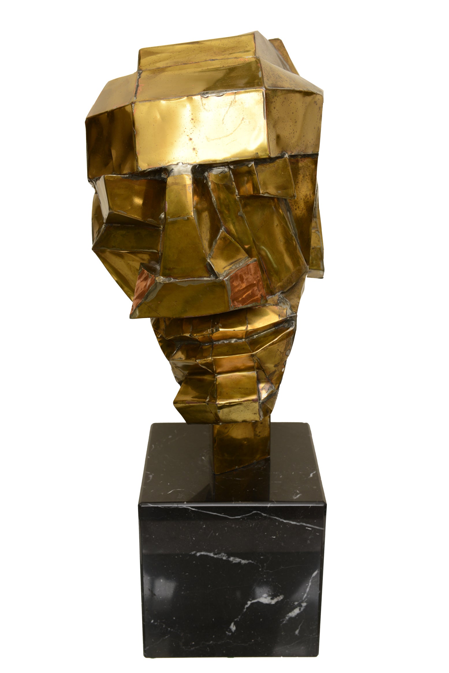 Brutalist Cubist Abstract Brass and Marble Monumental Sculpture/SALE