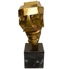 Brutalist Cubist Abstract Brass and Marble Monumental Sculpture/SALE