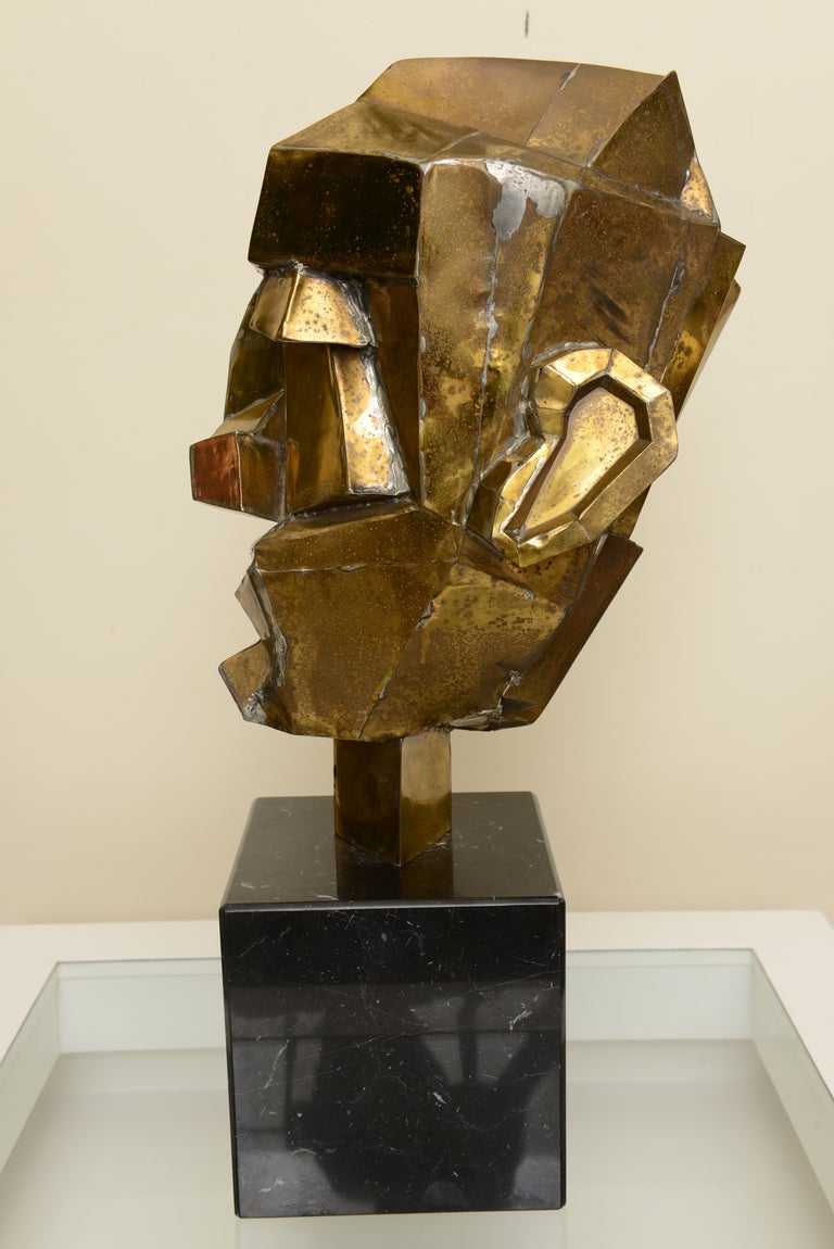 Brutalist Cubist Abstract Brass and Marble Monumental Sculpture/SALE In Good Condition In North Miami, FL