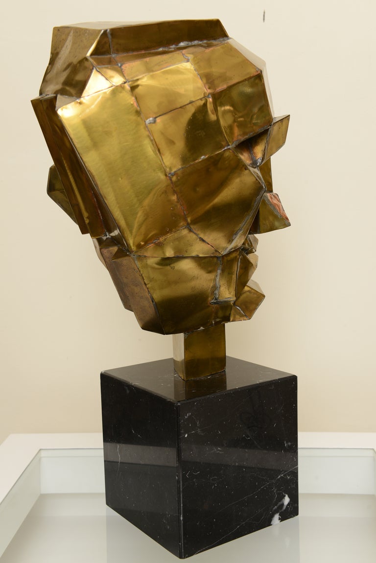 Brutalist Cubist Abstract Brass and Marble Monumental Sculpture/SALE 1