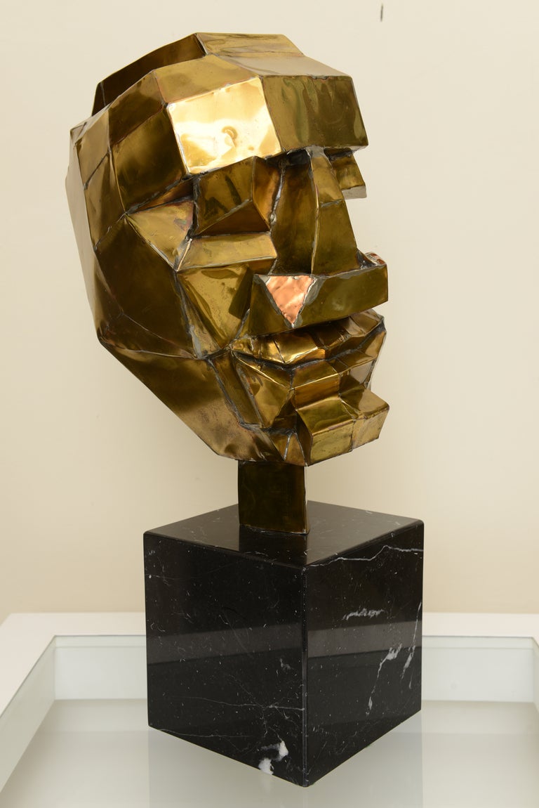 Brutalist Cubist Abstract Brass and Marble Monumental Sculpture/SALE 2