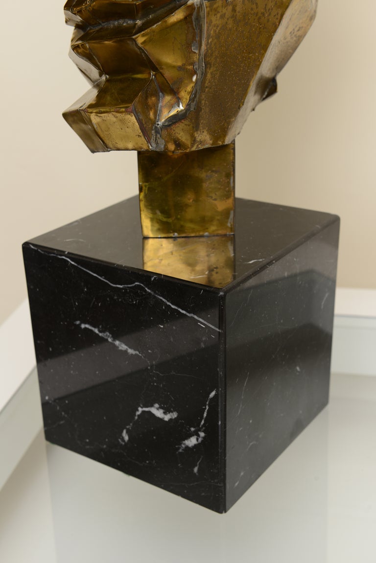 Brutalist Cubist Abstract Brass and Marble Monumental Sculpture/SALE 4