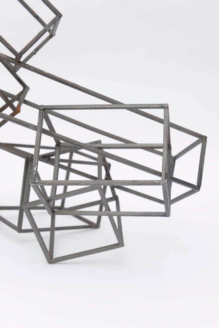 Minimalist Sol LeWitt Inspired Steel Cube Sculpture