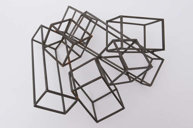 Late 20th Century Sol LeWitt Inspired Steel Cube Sculpture