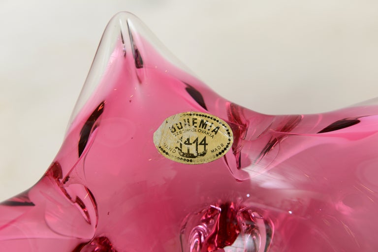 Amazing Pink Star Bohemia Czech Glass Bowl 1