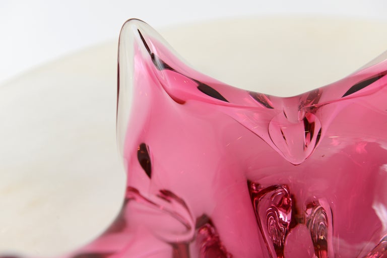 Amazing Pink Star Bohemia Czech Glass Bowl 2