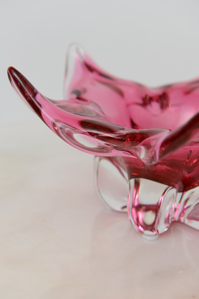 Amazing Pink Star Bohemia Czech Glass Bowl 3
