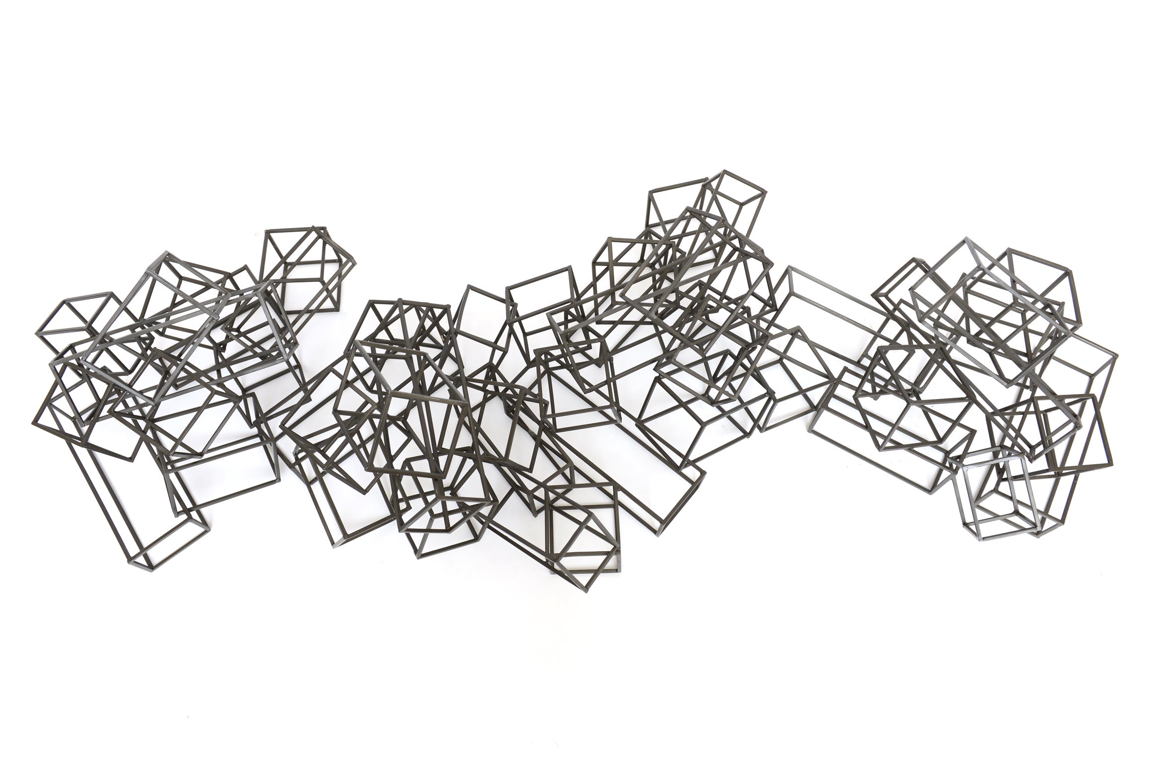 Sol Lewitt Inspired Iron Dimensional Box/Cubed Wall Sculpture