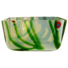 Italian Murano Glass Barbini Opalesce "Aquarium" Rectangle Vase/Bowl