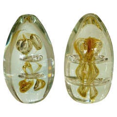 Pair of Italian Amazing Murano Glass Teardrop Sculptures