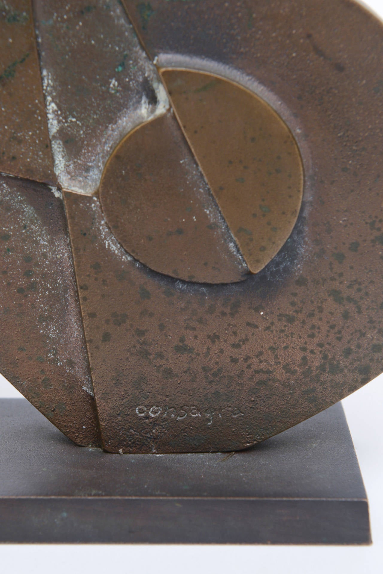 Mid-20th Century Consagra Signed Vintage Abstract Modernist and Cubist Bronze Sculpture Italian