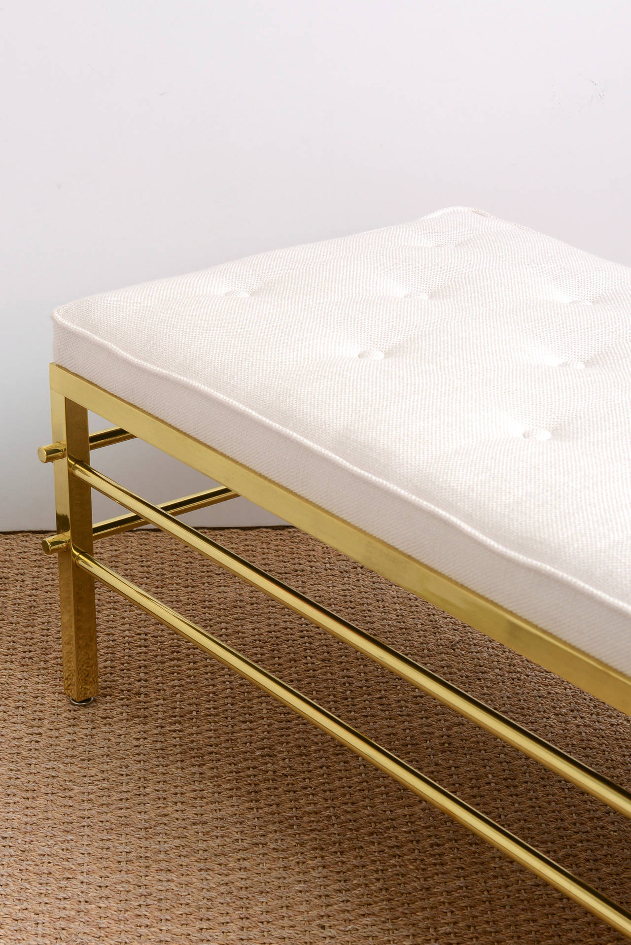 Tommi Parzinger Brass and Upholstered Mid-Century Modern Bench 2