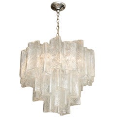 Italian Murano Textured Glass Pendant Chandelier