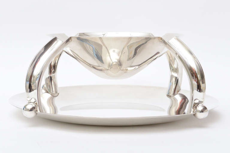 Exquisite Italian Lino Sabattini Silver Plate Centerpiece Serving Tray and Bowl
