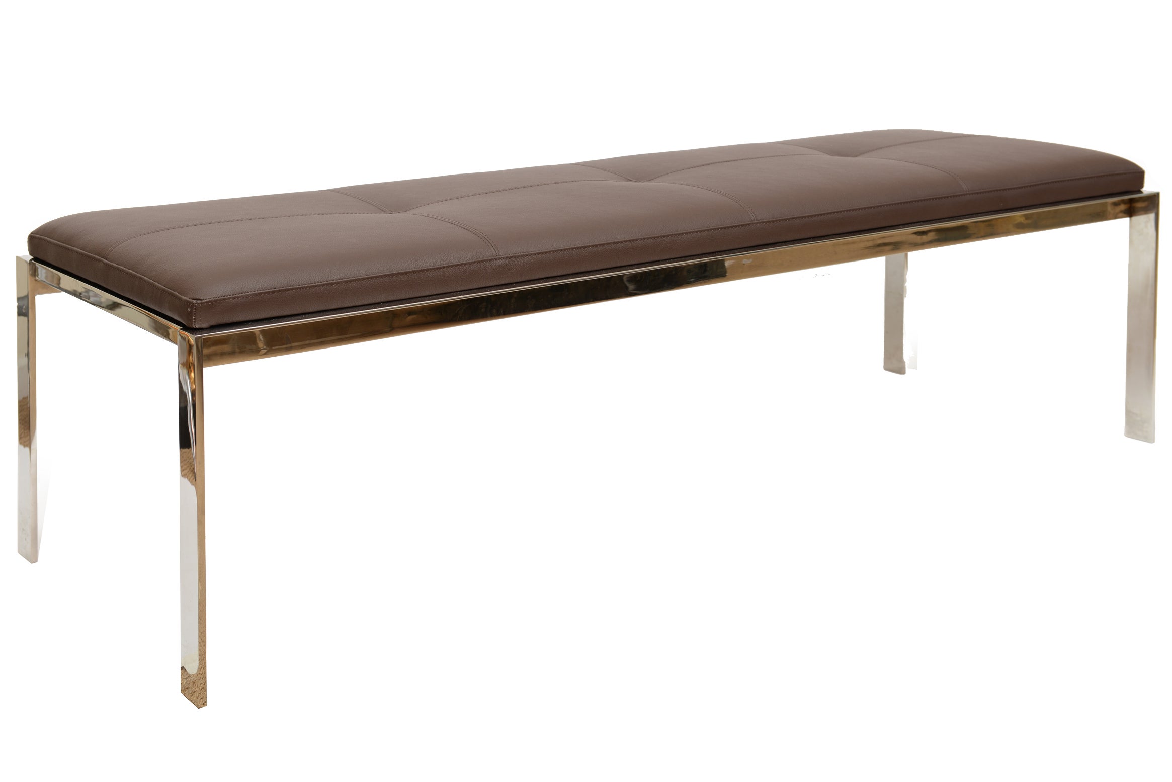 Chic Modern Stainless Steel Pace Bench with Leather Top