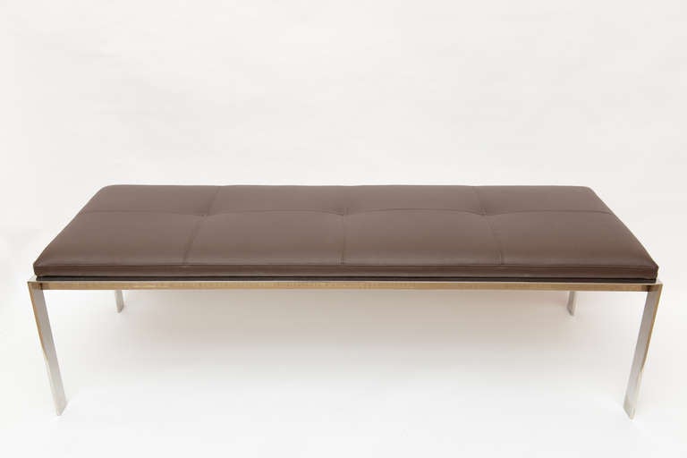 Chic Modern Stainless Steel Pace Bench with Leather Top