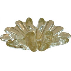Barovier Murano Italian Gold Aventurine Glass Bowl