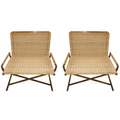 Vintage Pair of Ward Bennett Sled Chairs