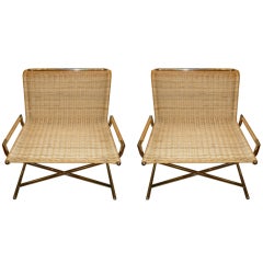 Pair of Ward Bennett Sled Chairs