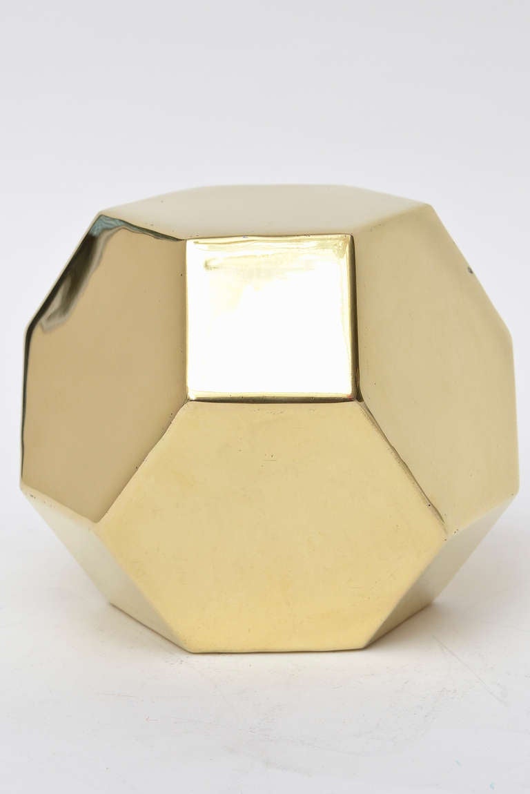 Modern French Polished Brass Dodecahedron Sculpture