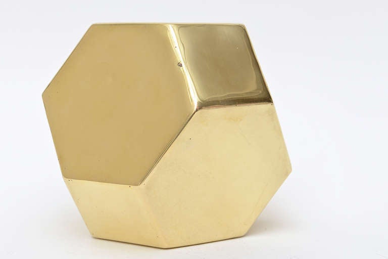 French Polished Brass Dodecahedron Sculpture In Good Condition In North Miami, FL