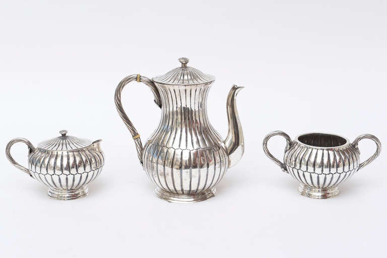 Mexican Sterling Silver Sanborn Tea and Coffee Service Mid-Century Modern For Sale