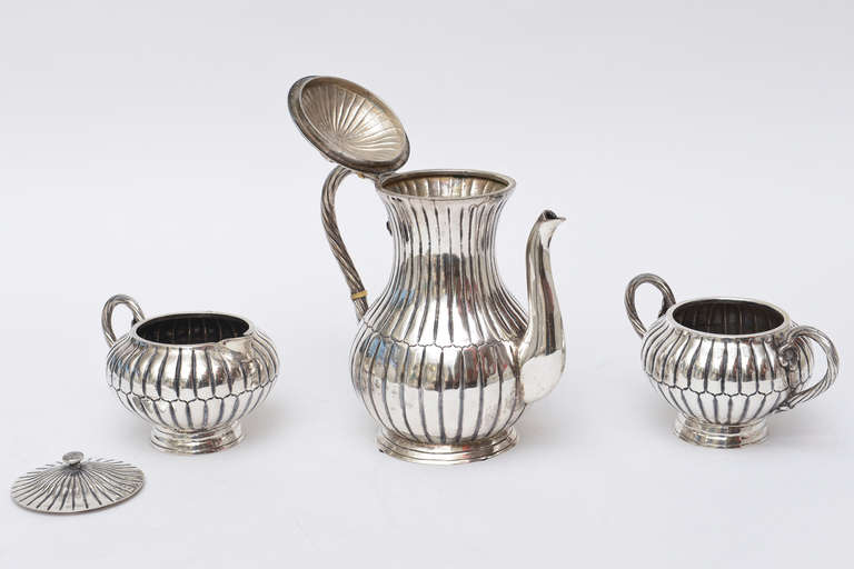 Sterling Silver Sanborn Tea and Coffee Service Mid-Century Modern In Good Condition For Sale In North Miami, FL