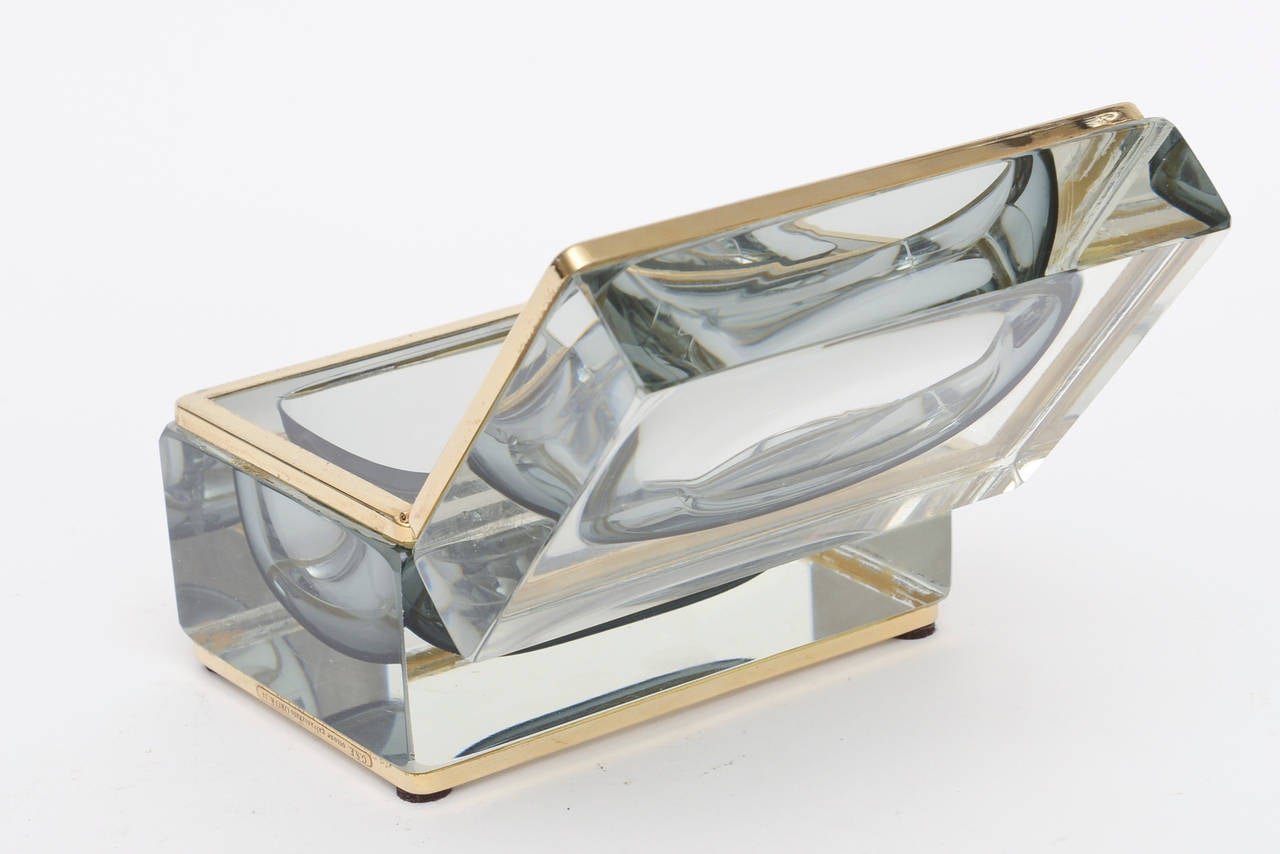 Italian Murano Mandruzzato Sommerso 24-Carat Gold-Plated Glass Hinged Box 3