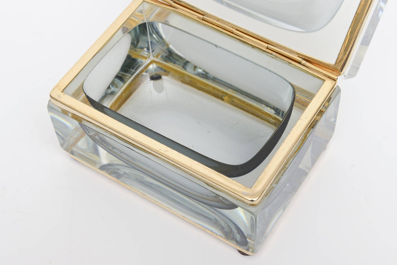 Italian Murano Mandruzzato Sommerso 24-Carat Gold-Plated Glass Hinged Box 4