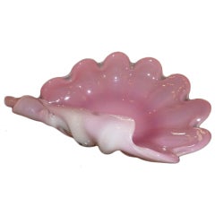 Italian Murano Opalalescent Pink Monumental Shell Glass Bowl 10