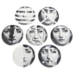 Seven Italian Fornasetti Tema e Variazioni Porcelain Coasters or Plates/SAT.SALE