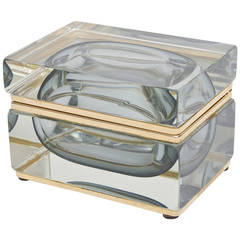 Italian Murano Mandruzzato Sommerso 24-Carat Gold-Plated Glass Hinged Box