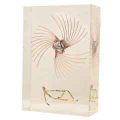 Lucite and Mixed Media Metals Box Sculpture