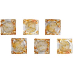 Set of Six Italian Murano Mazzega Sculptural Glass Wall Sconces 12