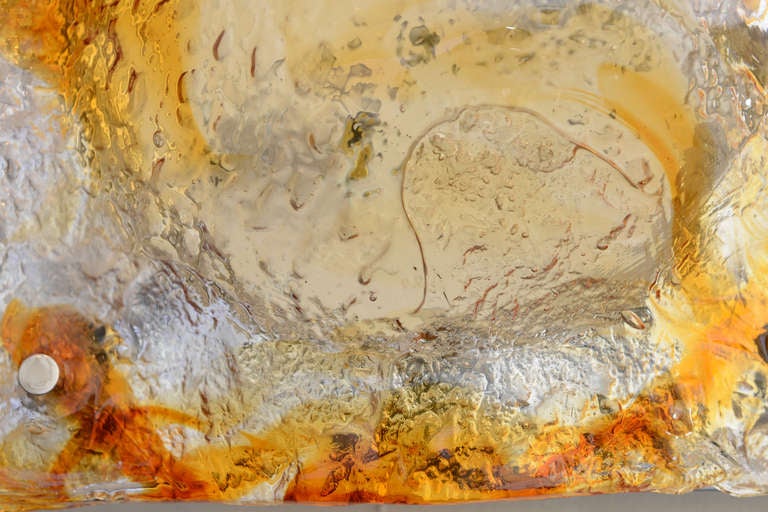 Murano Mazzega - Appliques murales en verre fusionné ambre, orange et transparent - Ensemble de six appliques vintage Bon état - En vente à North Miami, FL