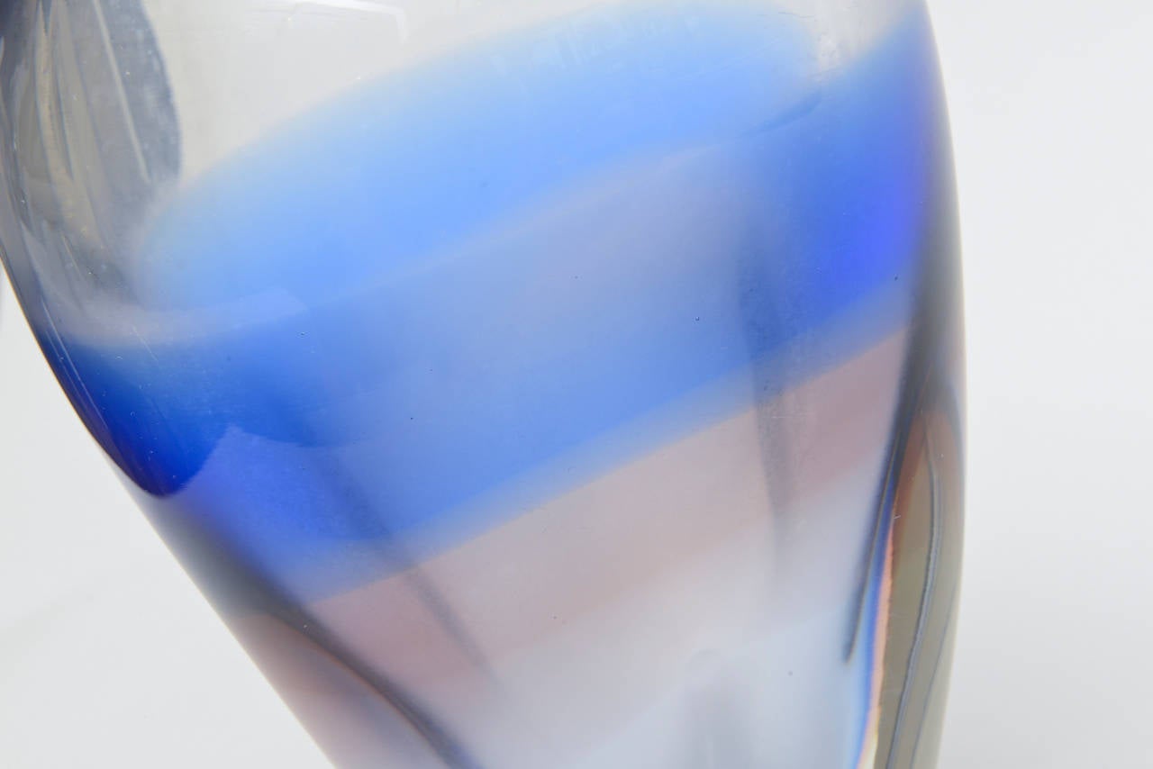 Rare and Unusual Italian Murano Gino Cenedese Glass Pinched Vase or Vessel 4