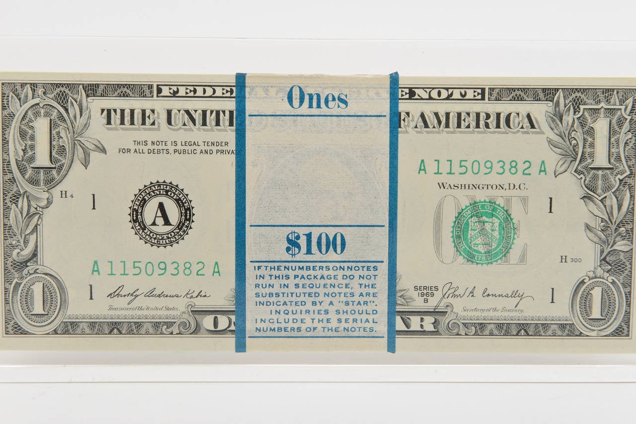 Pop Art Illusion Dollar Bill Lucite Sculpture Vintage 2