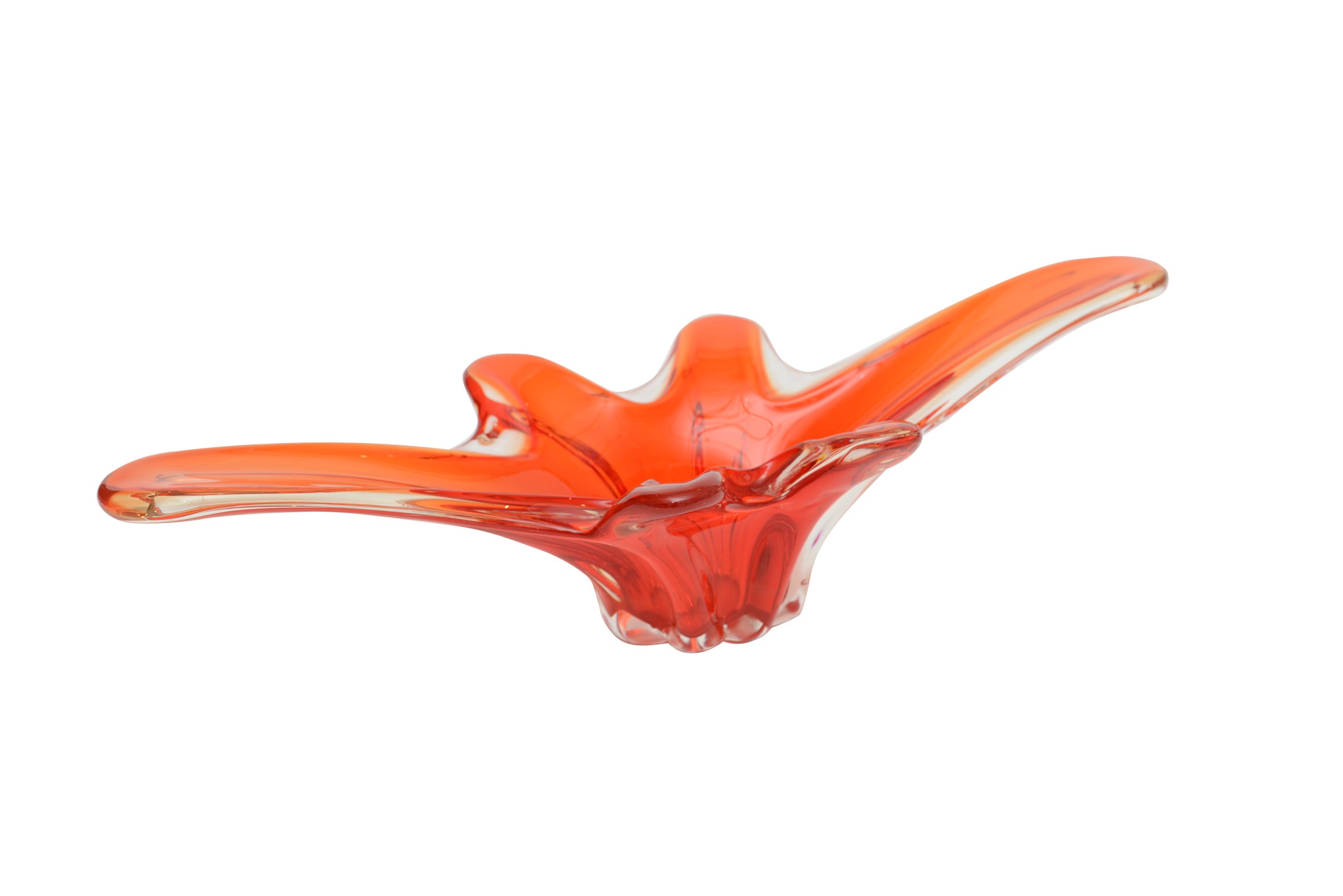 Monumental Italian Murano Glass Hermes Orange Centerpiece Bowl