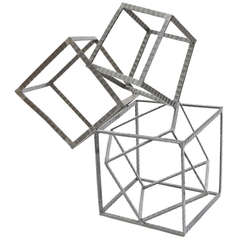 Sol Lewitt Inspired Steel Cube Abstract Sculpture/ SATURDAY SALE