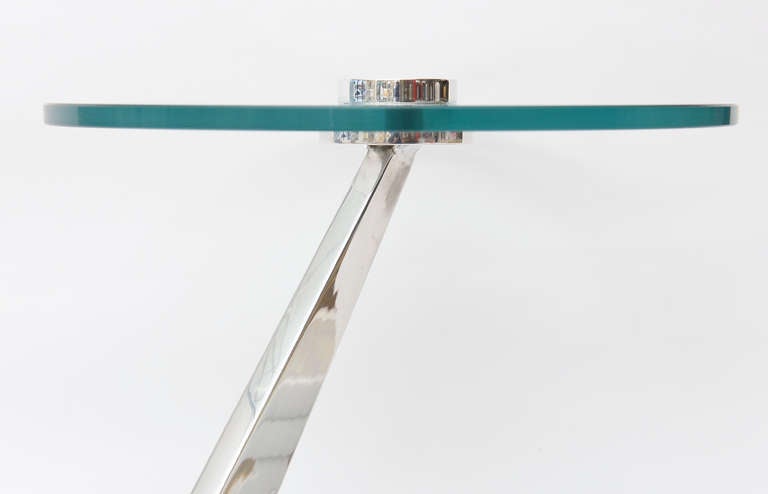 Angled Sculptural Nickel Silver, Glass and Resin Side Table 1