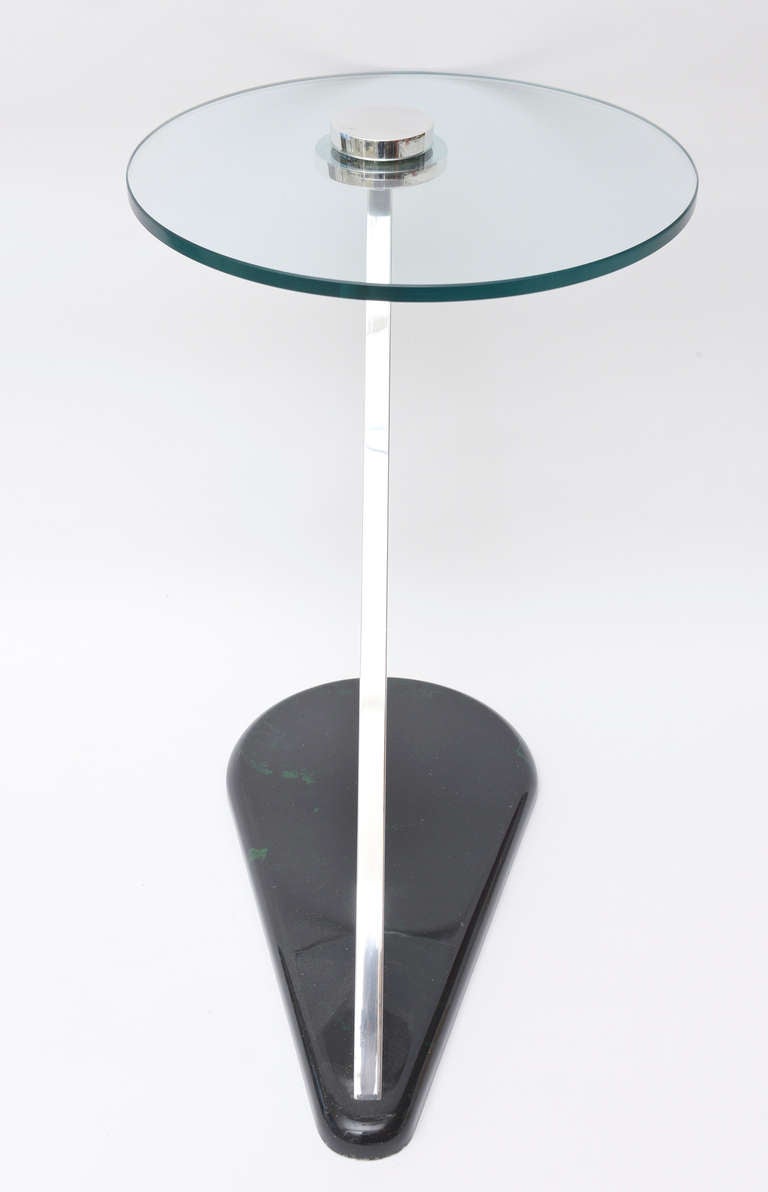 Angled Sculptural Nickel Silver, Glass and Resin Side Table 3