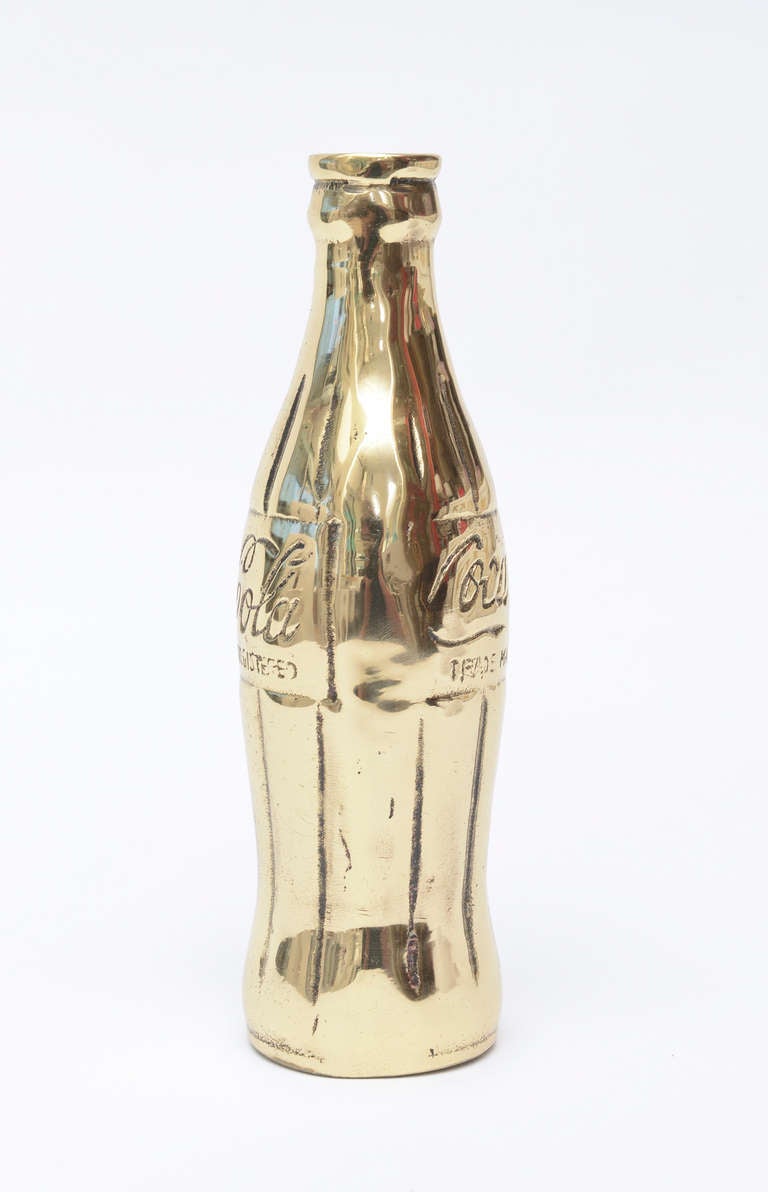 Modern Iconic Pop Art Sculptural Polished Brass Coke Bottle / SATURDAY SALE