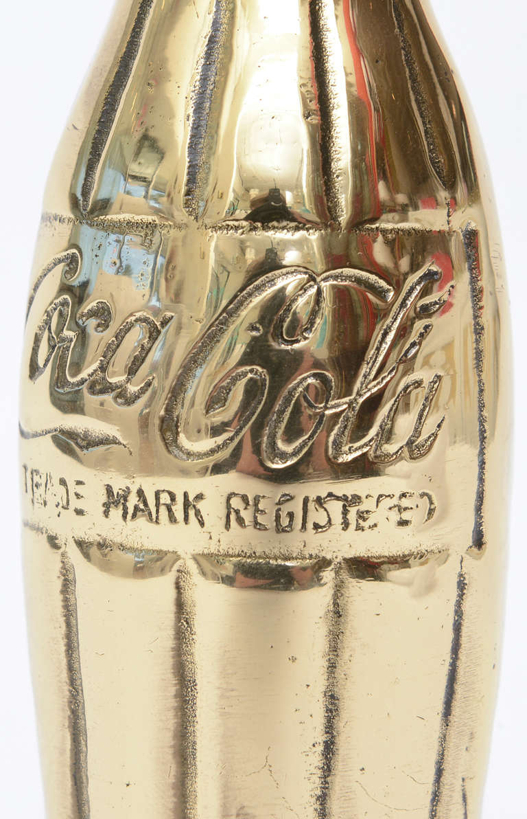 Iconic Pop Art Sculptural Polished Brass Coke Bottle / SATURDAY SALE In Excellent Condition In North Miami, FL
