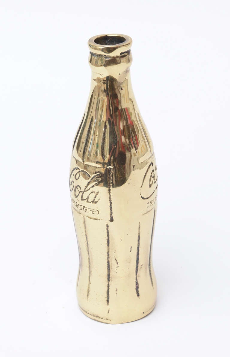 Iconic Pop Art Sculptural Polished Brass Coke Bottle / SATURDAY SALE 1