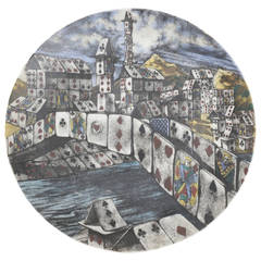 Fornasetti Citta Di Carte Porcelain Trompe L'Oeil Plate