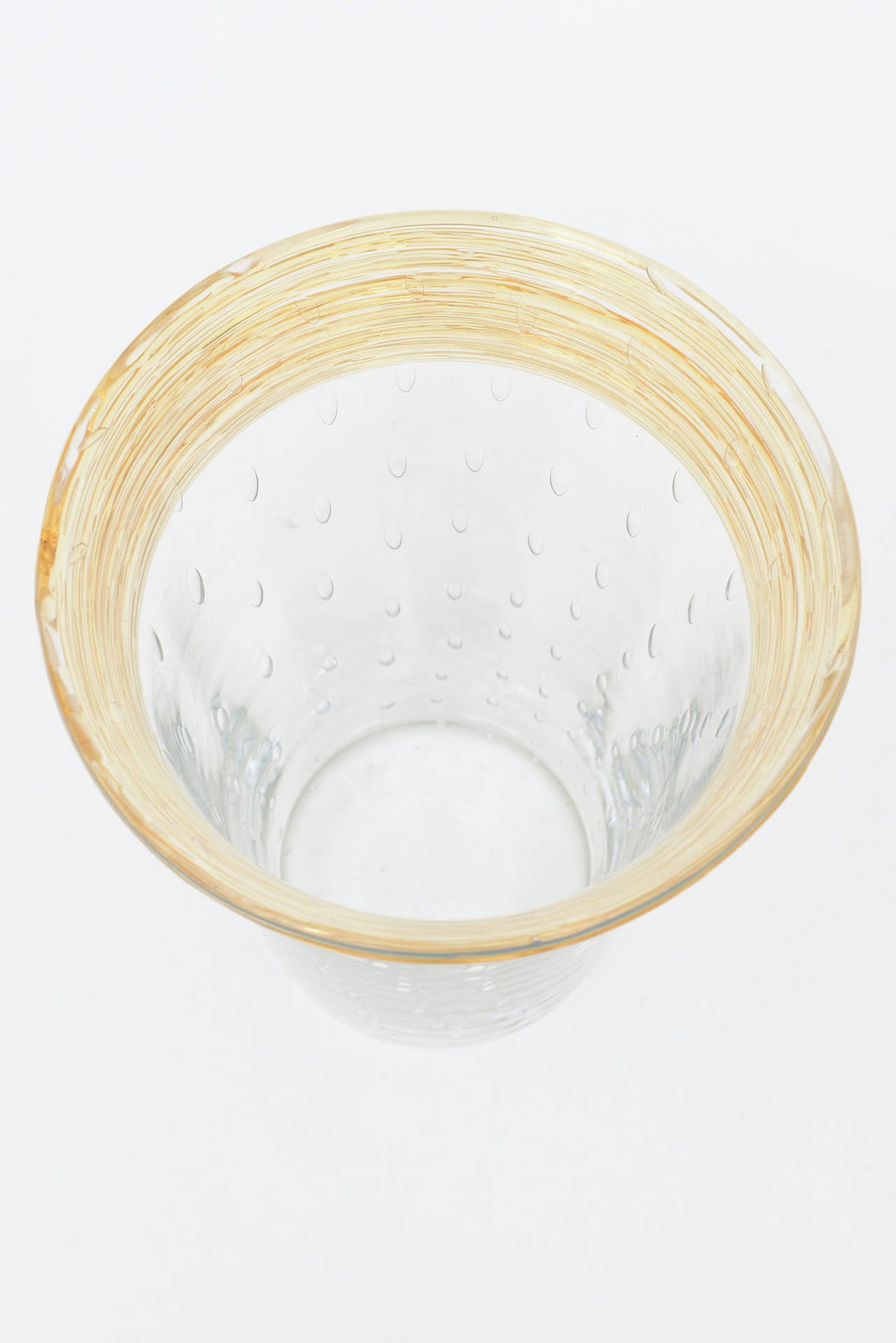 Steuben Bullicante Clear Glass and Gold Spun Glass Vase 3