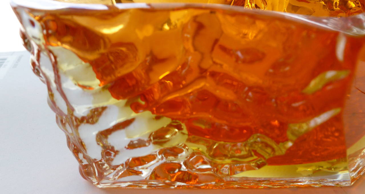 Late 20th Century Rare and Beautiful Italian Murano Campanella Sommerso Asymmetrical Glass Bowl