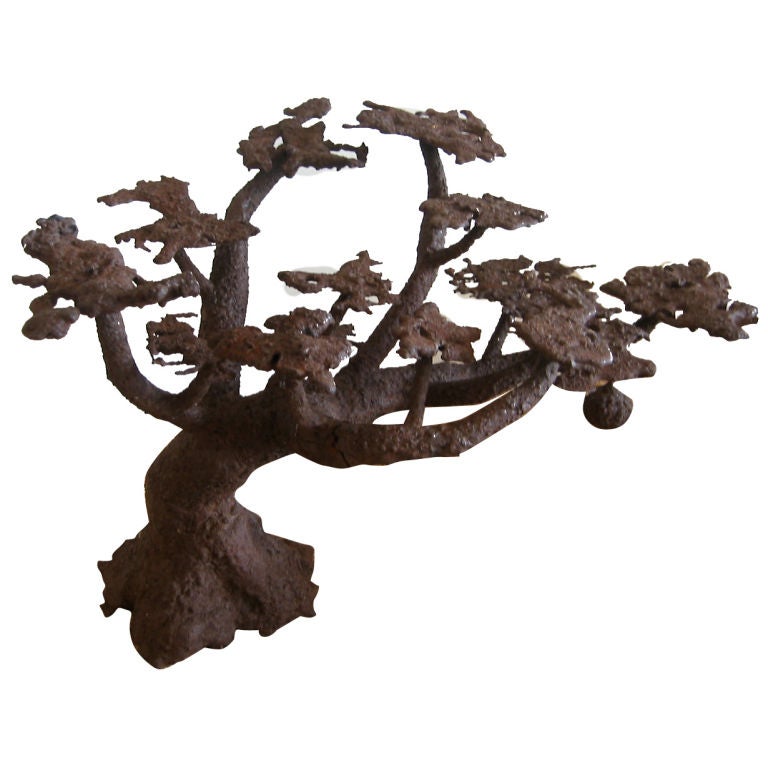 Fabulous Iron Bonsai Tree with Hanging Birds Nest